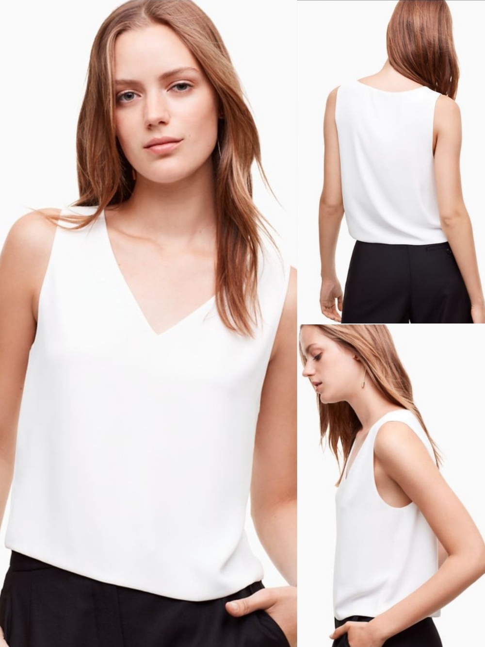 Aritzia Babaton Murphy White Sleeveless Chiffon Blouse Top - Picture 13 of 16